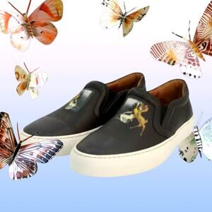 Elegant Givenchy Paris Womens Black Leather Slip-on Flats - Size 8